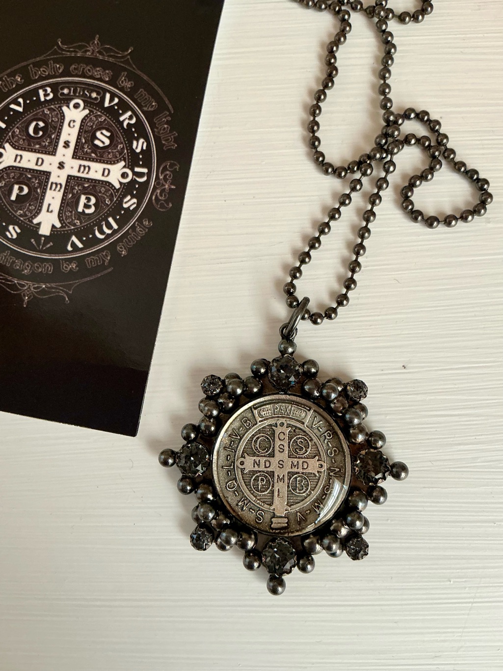 Nwt Virgins Saints & Angels Vsa Cloister San Benito Medallion Necklace Gunmetal — image 2 of 5